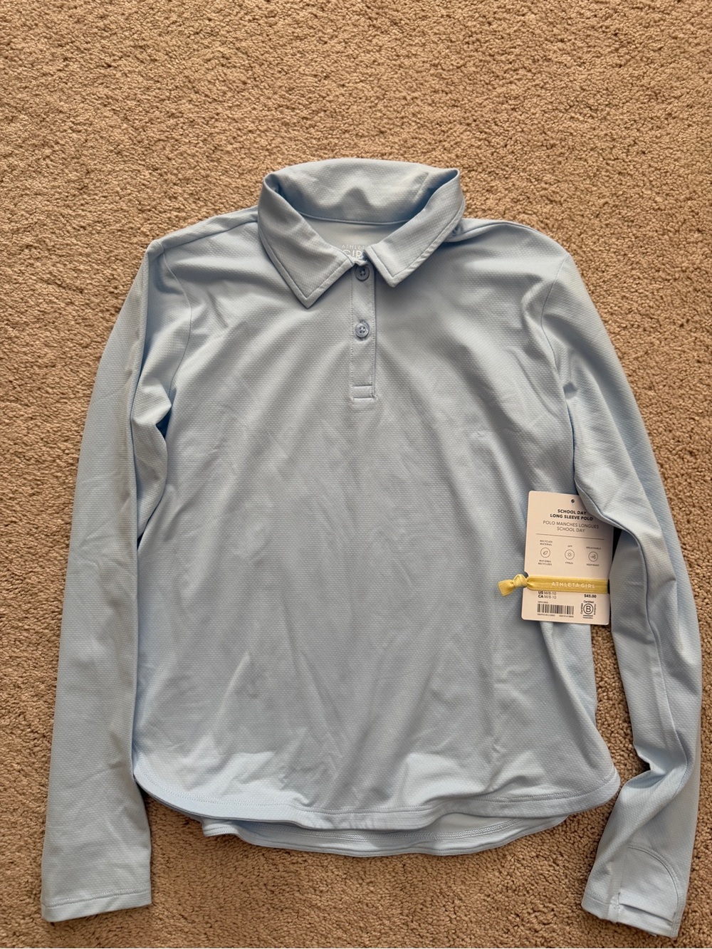 NWT Athlete Blue Long Sleeve Polo Top